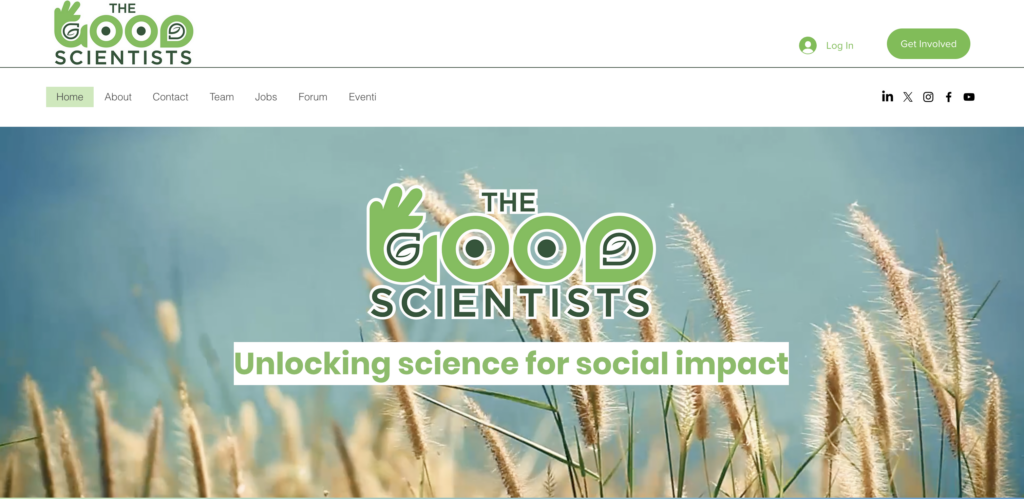 The Good Scientists Screenshot website Use case